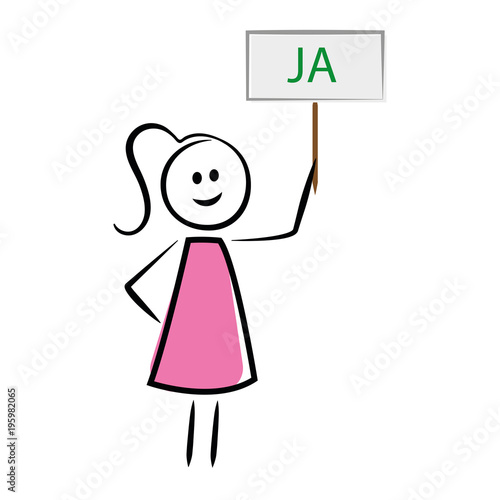 Frau mit Schild - JA