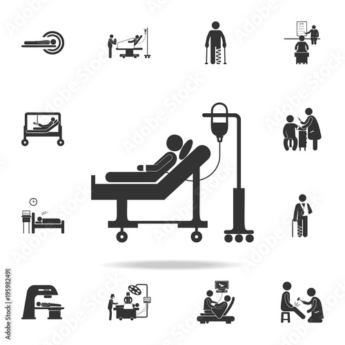 donor lies on a gurney and blood transfusions illustration icon. Detailed set of medicine element Illustration. Premium quality graphic design. One of the collection icons