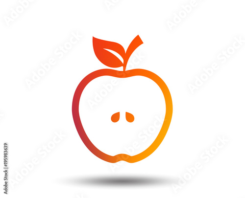 Apple sign icon. Fruit with leaf symbol. Blurred gradient design element. Vivid graphic flat icon. Vector