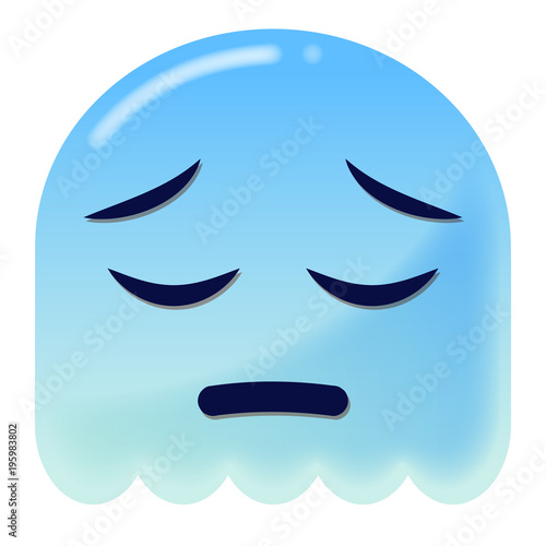 Emoji bedauernd - 3D - blauer Geist