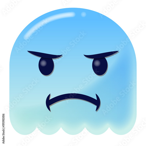Emoji beleidigt - 3D - blauer Geist