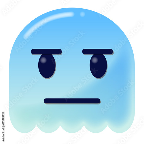 Emoji kritisch - 3D - blauer Geist