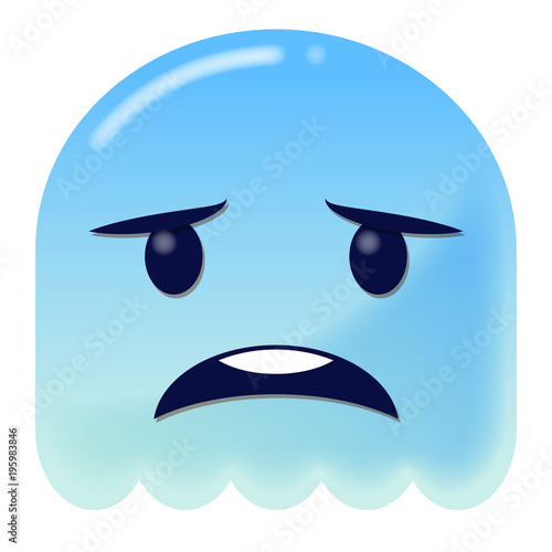 Emoji besorgt - 3D - blauer Geist
