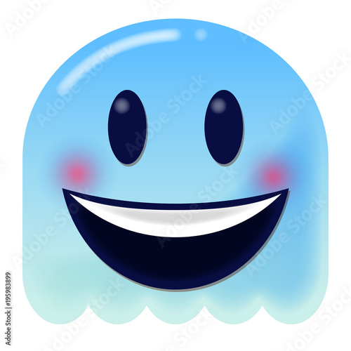 Emoji lachend - 3D - blauer Geist