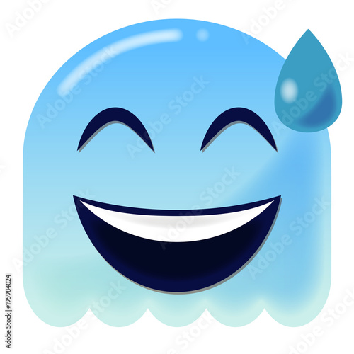 Emoji verlegen - 3D - blauer Geist