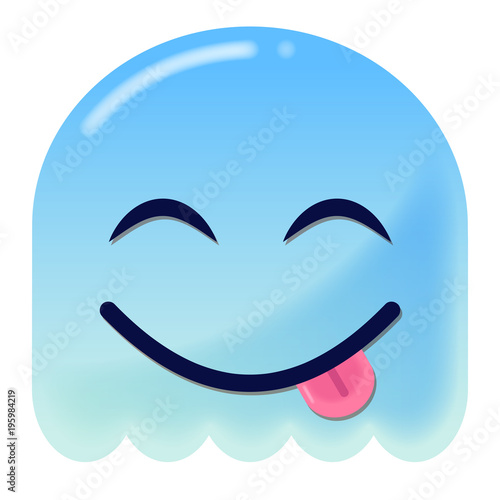 Emoji frech - 3D - blauer Geist