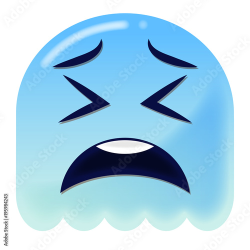 Emoji zweifelnd - 3D - blauer Geist