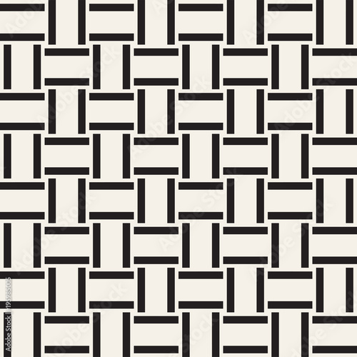 Trendy monochrome twill weave Lattice. Abstract Geometric Background Design. Vector Seamless Pattern.