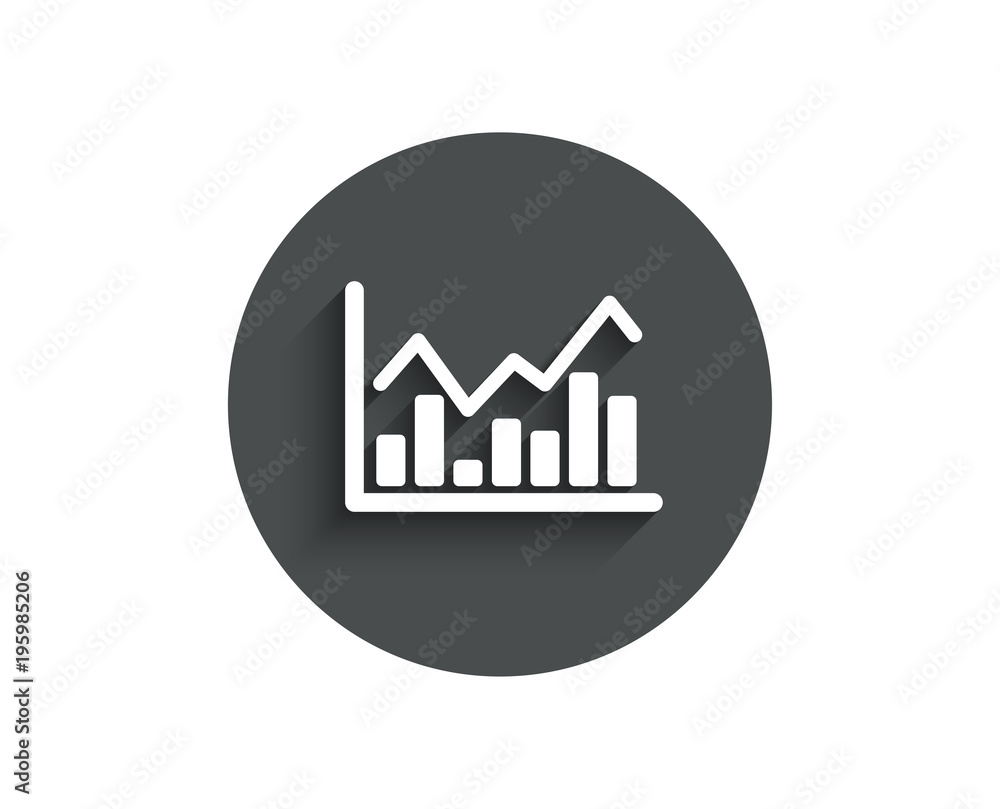 Financial chart simple icon. Economic graph sign. Stock exchange symbol. Business investment. Circle flat button with shadow. Vector Financial chart simple icon. Economic graph sign. Stock exchange symbol. Business investment. Circle flat button with shadow. Vector