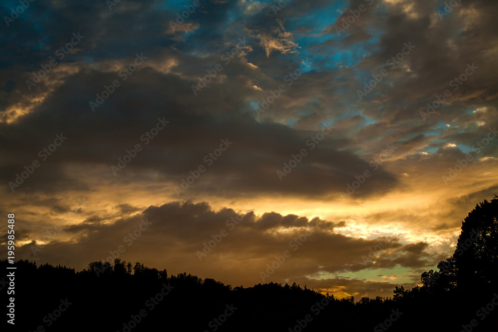 Majestic skyscape on the Roznow lake, Poland Majestic skyscape on the Roznow lake, Poland