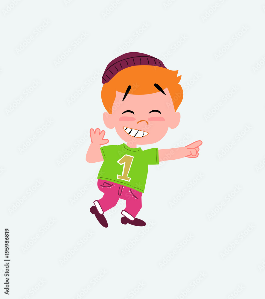 Hipster boy pointing to something funny on his left. Hipster boy pointing to something funny on his left.