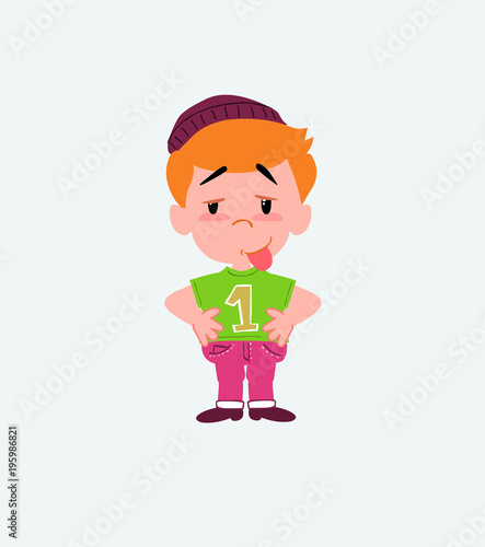 Hipster boy in waiting attitude with funny expression.