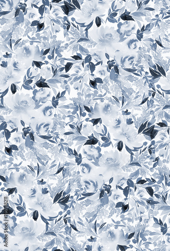 Seamless summer pattern with watercolor flowers handmade.