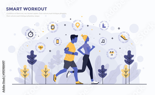 Flat Modern Concept Illustration - Smart Workout