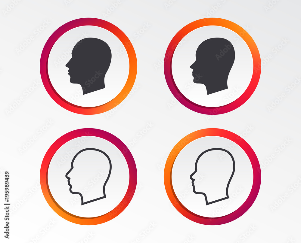 Head icons. Male and female human sign symbols. Infographic design buttons. Circle templates. Vector Head icons. Male and female human sign symbols. Infographic design buttons. Circle templates. Vector