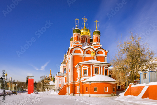 Cathedral of the Sign on the Varvarka street on the winter morni photo