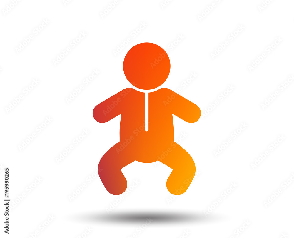 Baby infant sign icon. Toddler boy in pajamas or crawlers body symbol. Child WC toilet. Blurred gradient design element. Vivid graphic flat icon. Vector Baby infant sign icon. Toddler boy in pajamas or crawlers body symbol. Child WC toilet. Blurred gradient design element. Vivid graphic flat icon. Vector