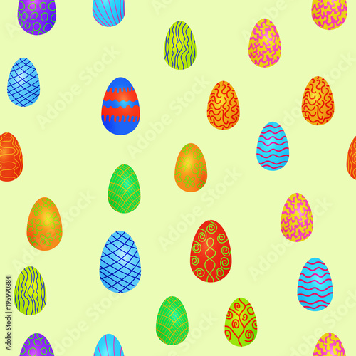 doodle vector easter eggs chaotic seamless pattern