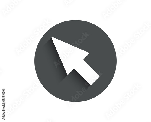 Mouse Cursor simple icon. Pointer sign. Click arrow symbol. Circle flat button with shadow. Vector