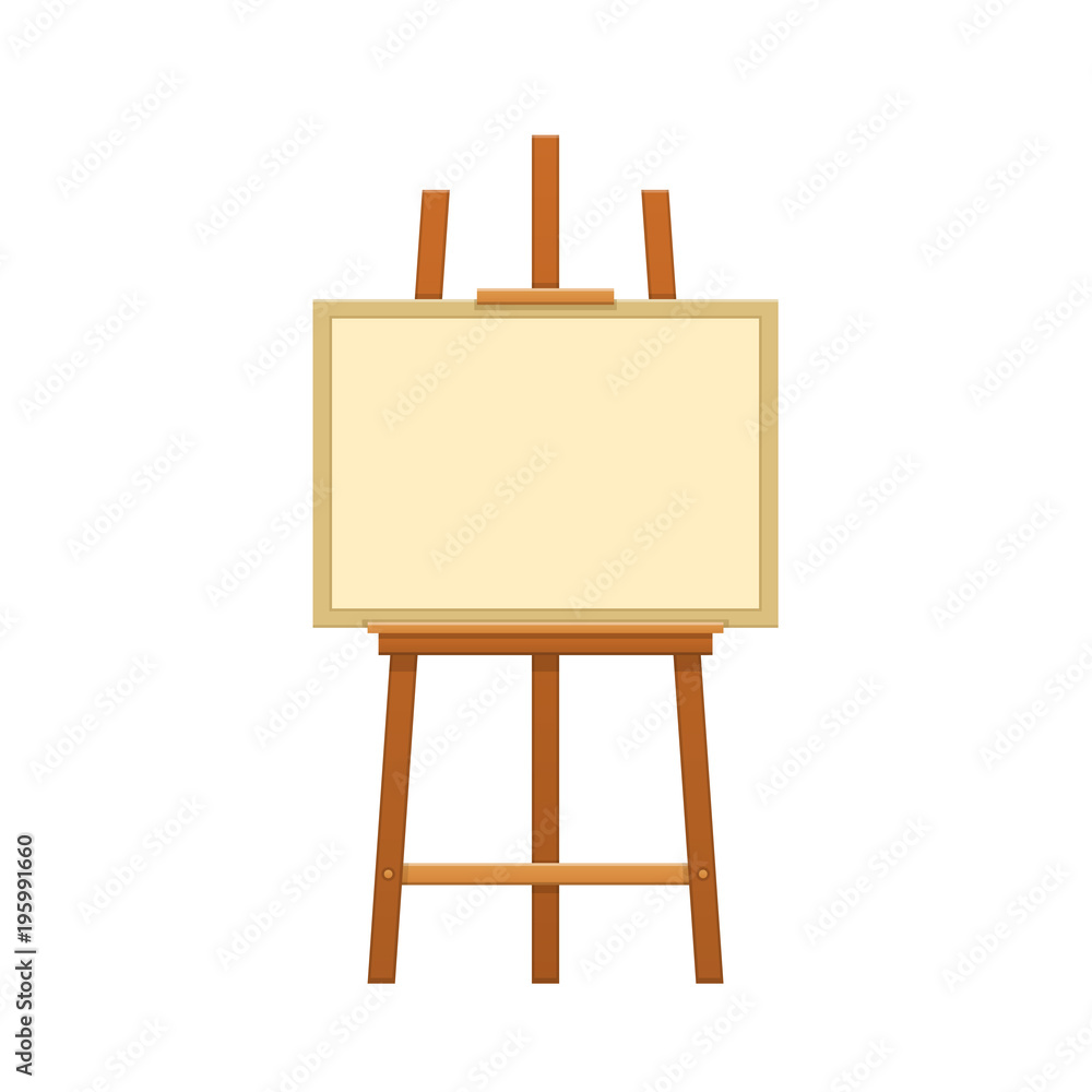 Wooden easel with canvas for painting paintings. Hobby, creative work. Wooden easel with canvas for painting paintings. Hobby, creative work.