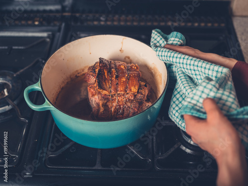 Фотография Delicious pork roast with crackling