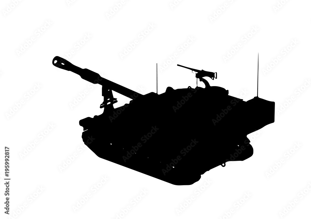 Fototapeta premium silhouette of the tank vector.