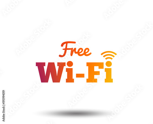 Free wifi sign. Wifi symbol. Wireless Network icon. Wifi zone. Blurred gradient design element. Vivid graphic flat icon. Vector
