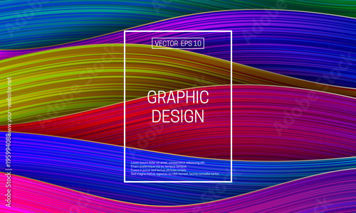 Colorful geometric background. Curved striped composition. Vector template for cover or packaging design.