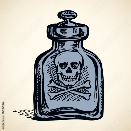 Glass bottles of poison. Vector drawing