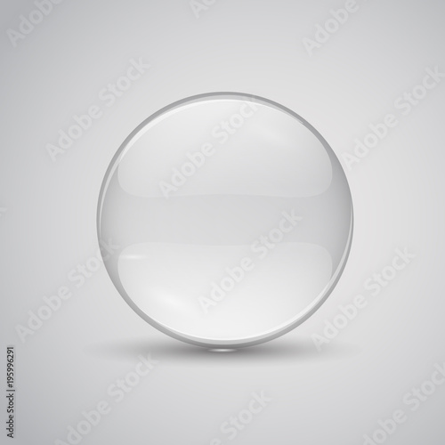 Glass lens vector illustration. Transparent flat glass