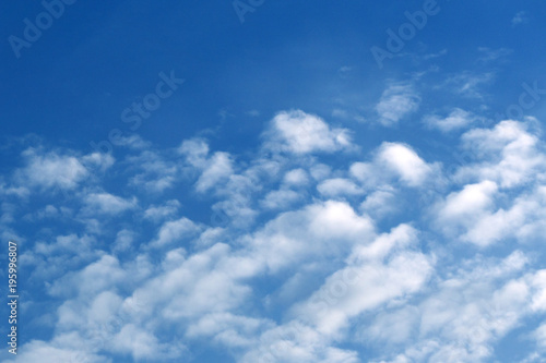 Beautiful morning sky with blue and pink tone, scattered clouds, photo