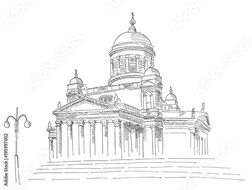 Sketch of Helsinki cathedral view