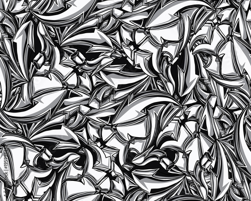 Black and white graffiti arrows seamless background