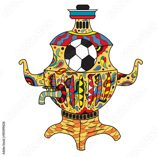 Football Russia a samovar with colorful patterns