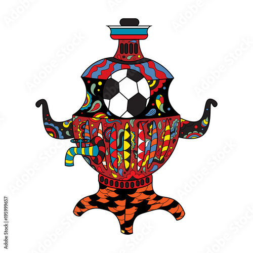 Football Russia a samovar with colorful patterns