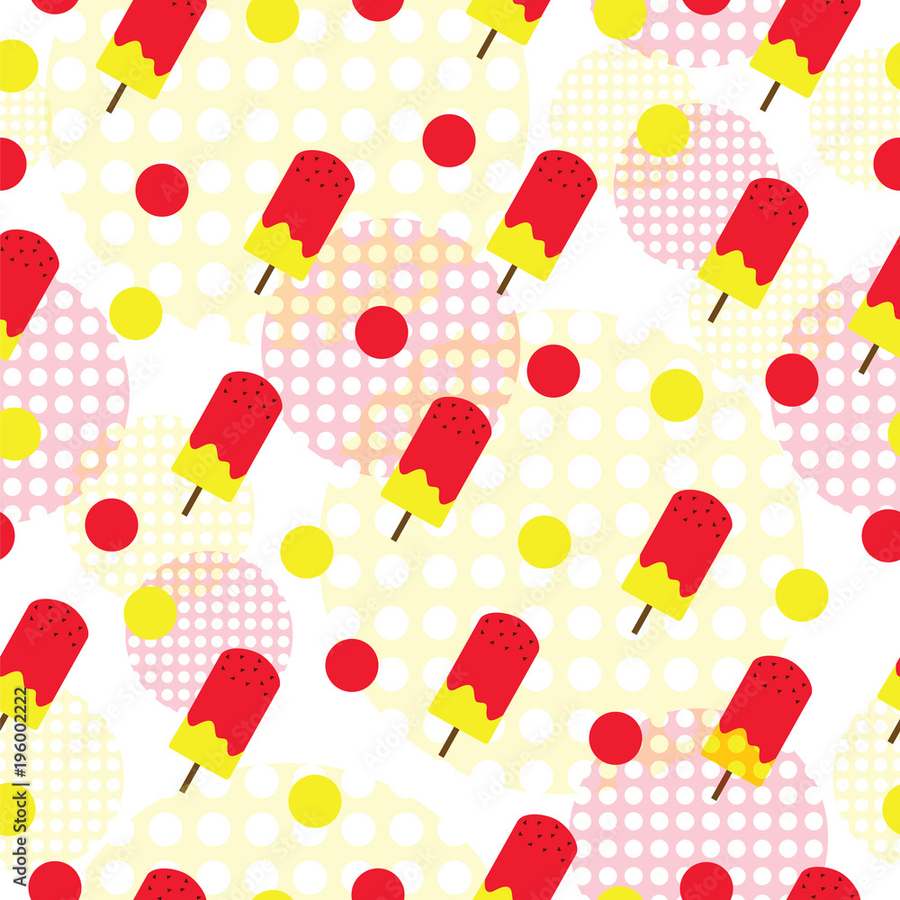 seamless pattern with ice cream in red and yellow colors seamless pattern with ice cream in red and yellow colors