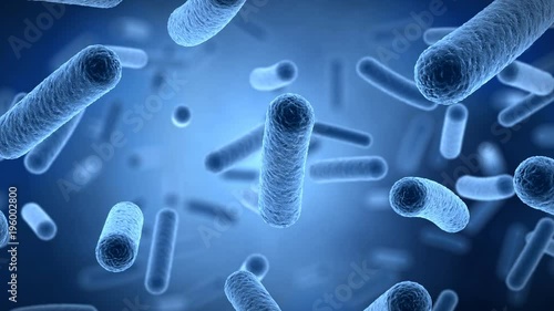 Floating bacteria microscopic 3d animation