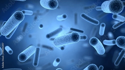 3d microscopic animation of floating bacteria 