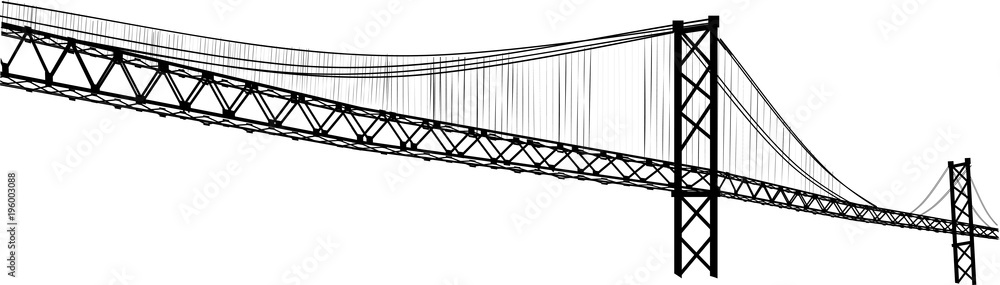 black long bridge isolated on white background