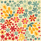 Abstract floral retro colors print background