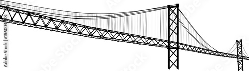 black long bridge isolated on white background