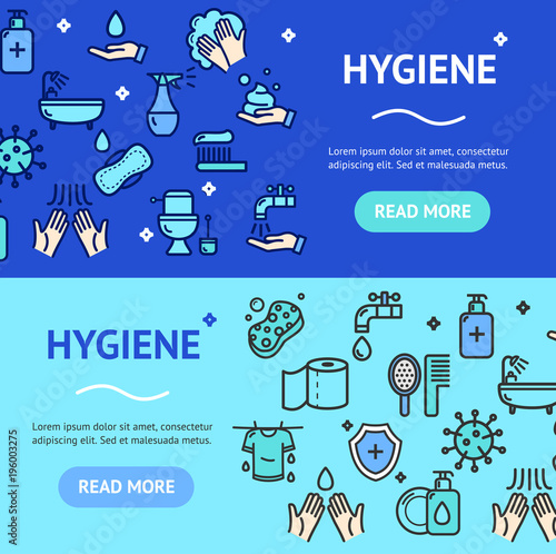 Hygiene Banner Horizontal Set. Vector