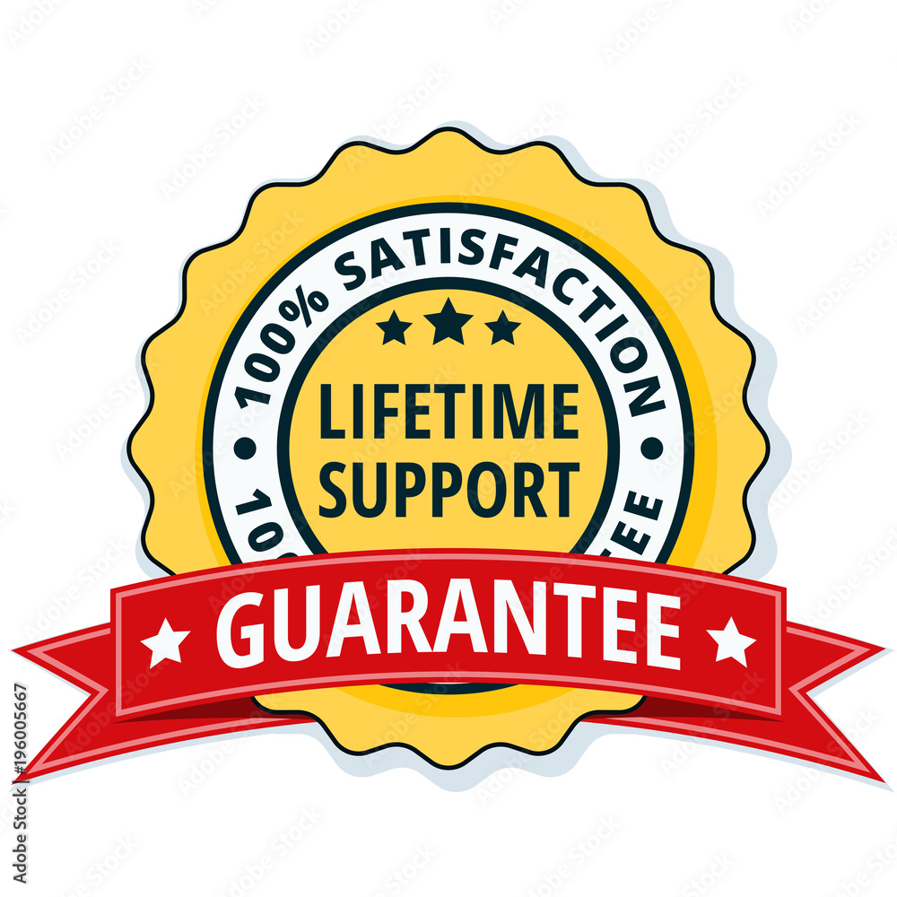 Lifetime Support guarantee label illustration Lifetime Support guarantee label illustration