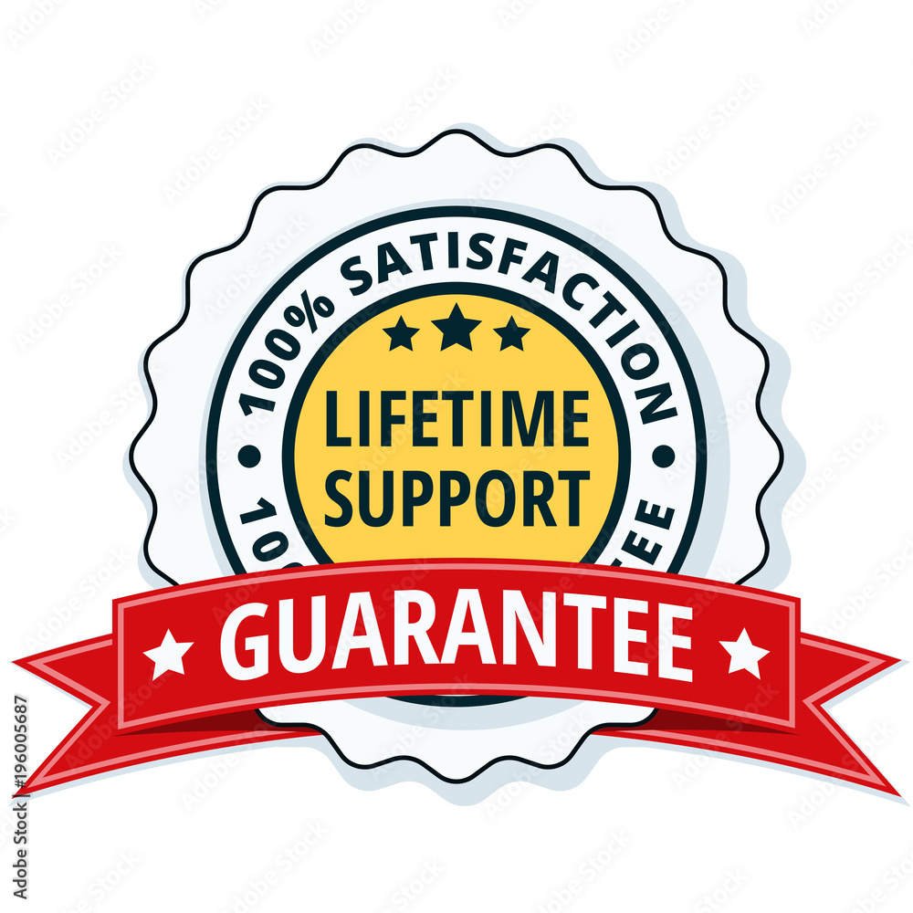 Lifetime Support guarantee label illustration Lifetime Support guarantee label illustration