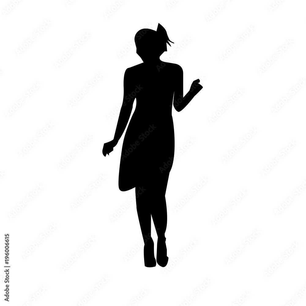 black flapper silhouette on white background