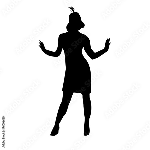 black flapper silhouette on white background