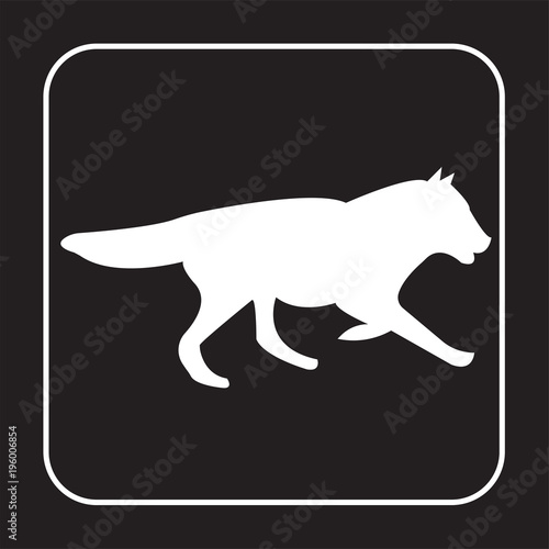 white wolf running silhouette on black background