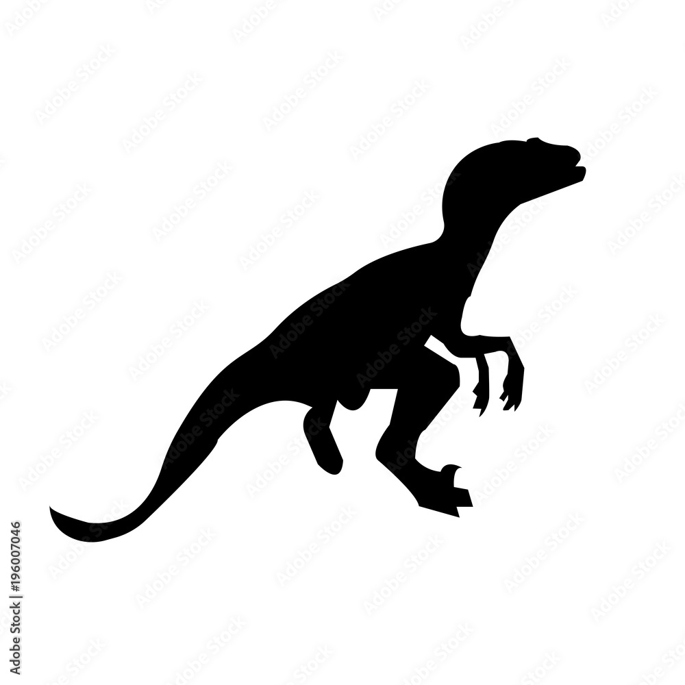 Naklejka premium black velociraptor silhouette on white background