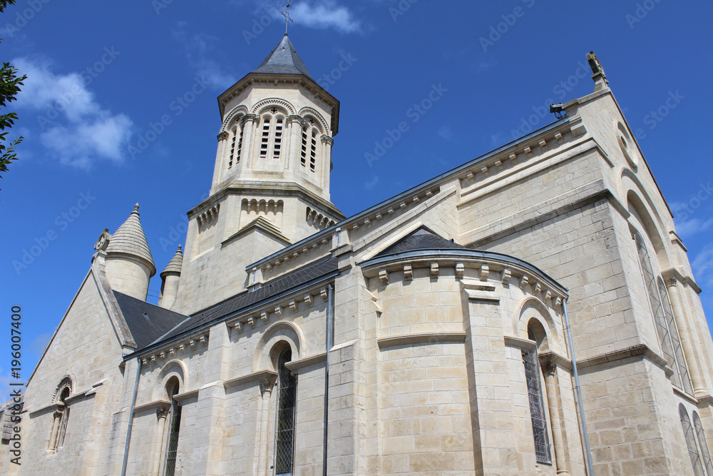 The picturesque church of Notre Dame d'Echire, near Niort in the Deux-Sevres region of France.