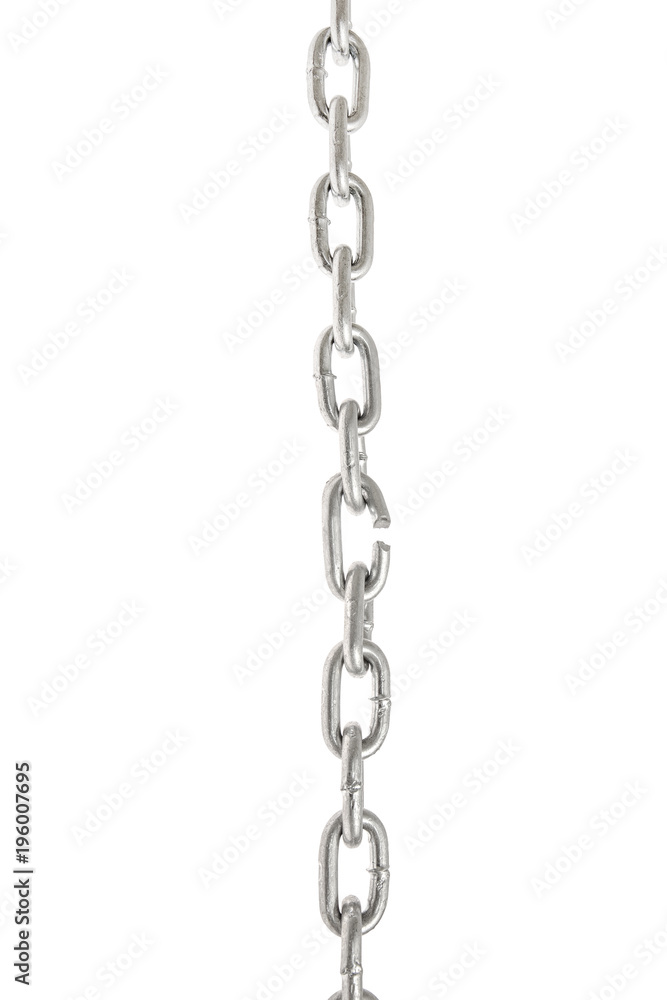 Vertical chain breaking isolated on white background